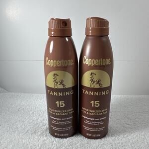 2 Coppertone Tanning Spectrum SPF 15 Sunscreen Spray 5.5 oz ea O2/26 &10/27